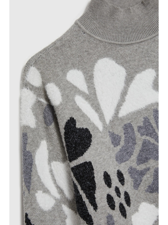 Moodo Siv pulover z ovratnikom Moodo