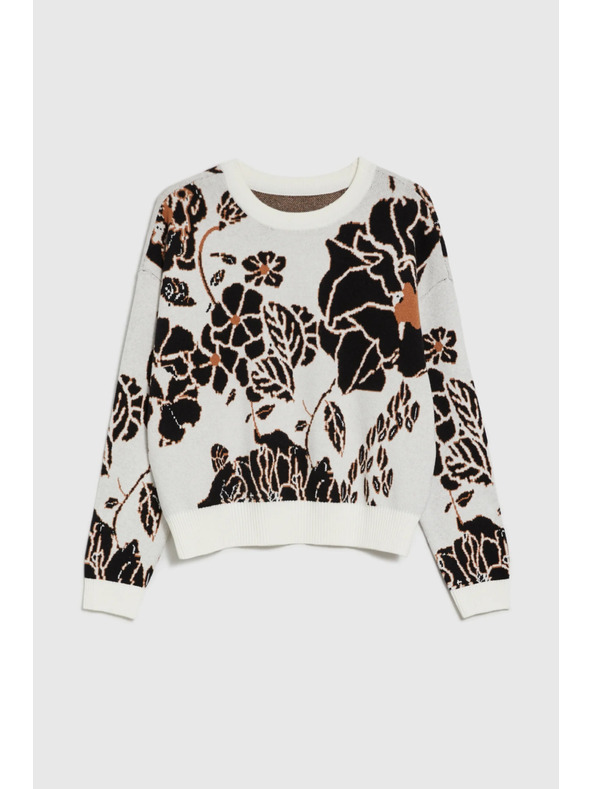 Moodo Béžasti pulover s cvetovi Moodo