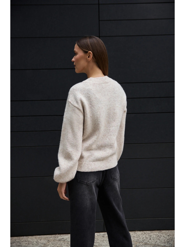 Moodo Béžasti pulover z aplikacijo Moodo