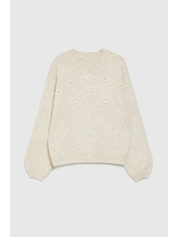 Moodo Béžasti pulover z aplikacijo Moodo