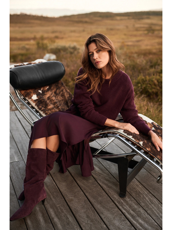 Moodo Gladek burgundski pulover Moodo