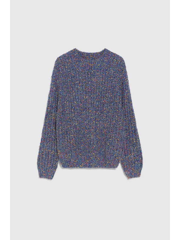 Moodo Pulover, okrašen z barvno nitjo, temno moder Moodo