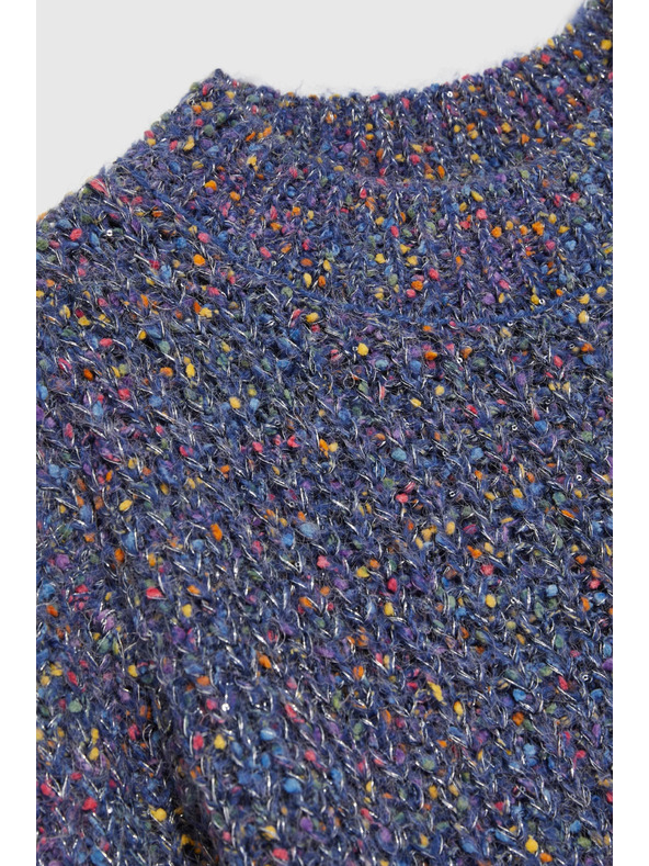 Moodo Pulover, okrašen z barvno nitjo, temno moder Moodo