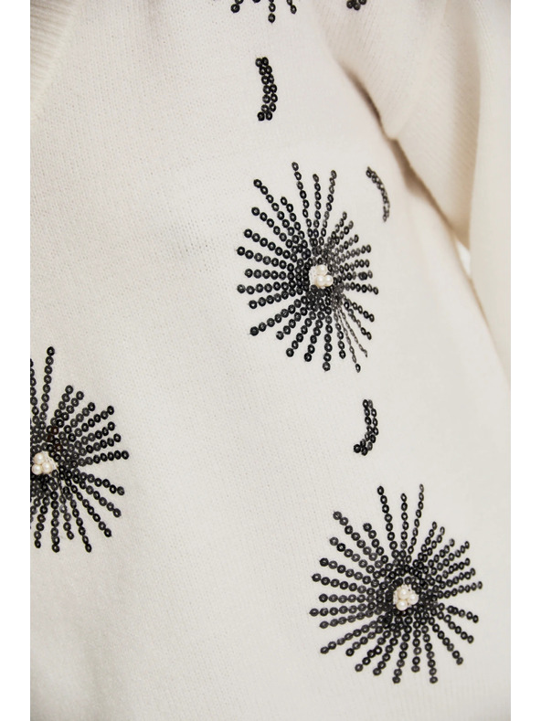 Moodo Bel pulover z bleščicami Moodo