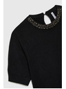 Moodo Črn pulover z okrasnim izrezom Moodo