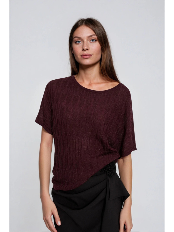 Moodo Rjav pulover s kratkimi rokavi Moodo