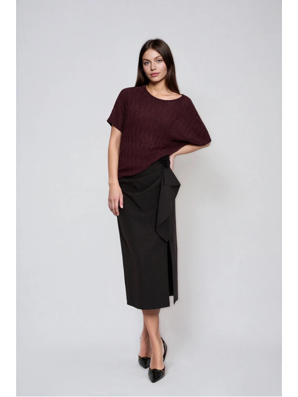 Moodo Rjav pulover s kratkimi rokavi Moodo