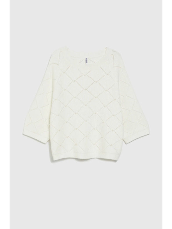 Moodo Bež pulover, okrašen z biseri Moodo