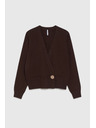 Moodo Rjav kardigan z okrasnim gumbom Moodo