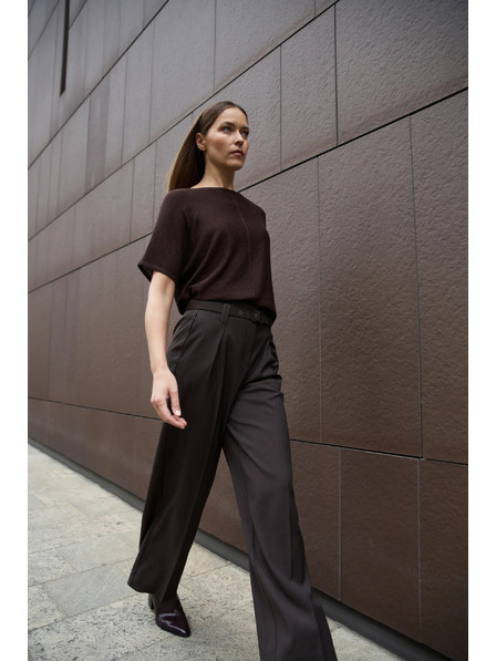 Moodo Rjav pulover s kratkimi rokavi Moodo