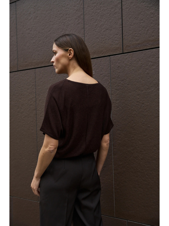 Moodo Rjav pulover s kratkimi rokavi Moodo