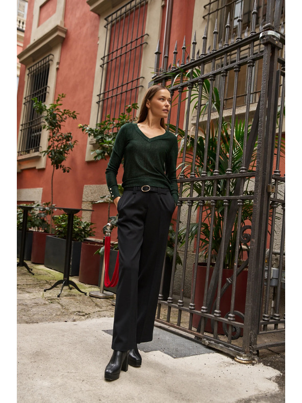 Moodo Zelen pulover z metalnim vlaknom Moodo