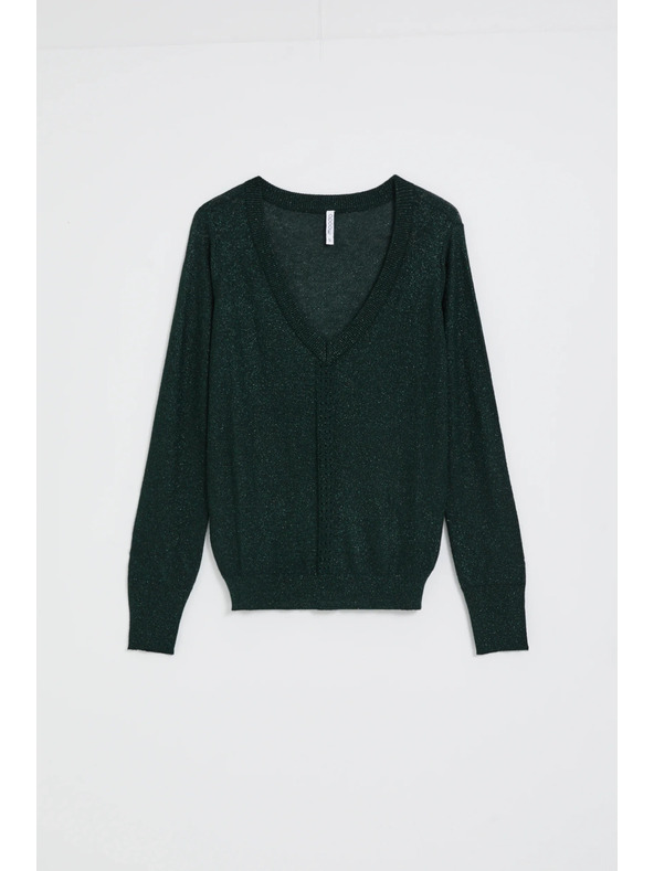 Moodo Zelen pulover z metalnim vlaknom Moodo