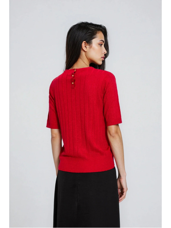 Moodo Rdeč pulover s kratkimi rokavi Moodo