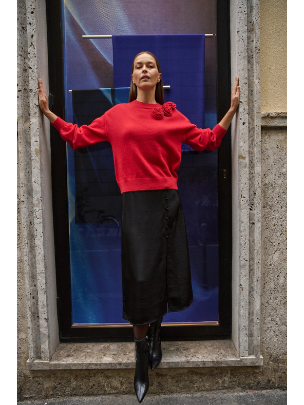 Moodo Pulover z rožo, rdeč Moodo