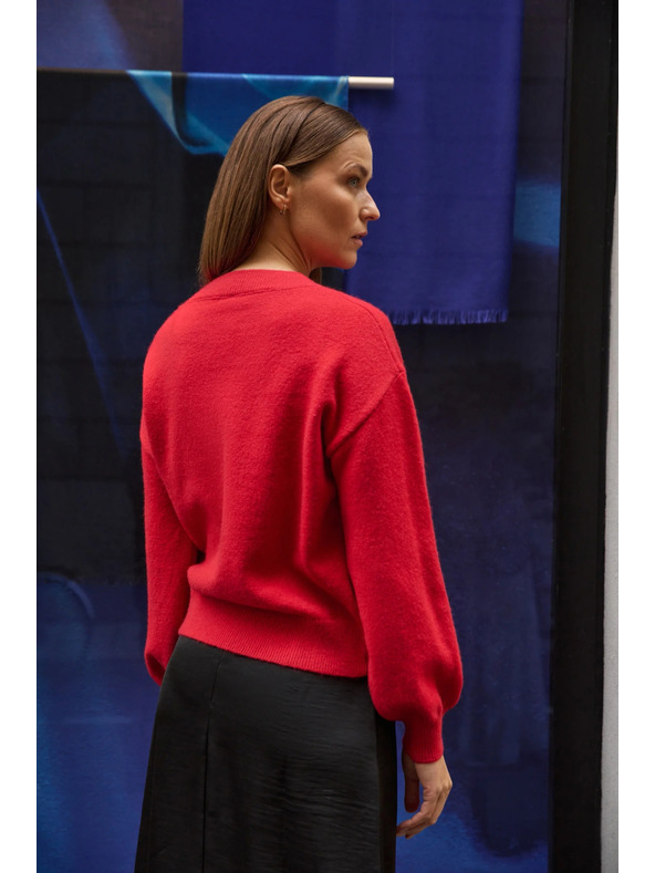 Moodo Pulover z rožo, rdeč Moodo