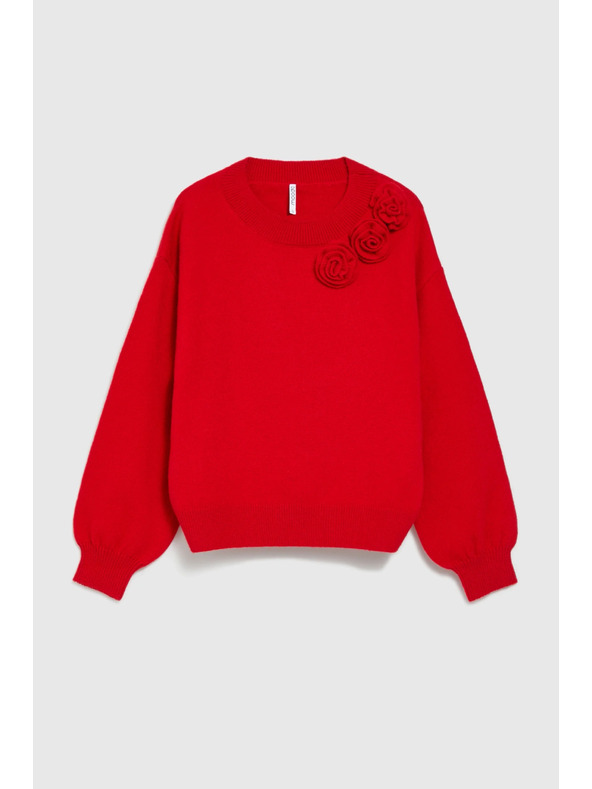 Moodo Pulover z rožo, rdeč Moodo