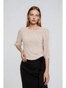 Moodo Rebrast bež pulover z napihnjeni rokavi Moodo