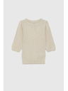 Moodo Rebrast bež pulover z napihnjeni rokavi Moodo