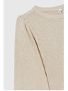 Moodo Rebrast bež pulover z napihnjeni rokavi Moodo