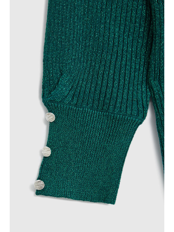 Moodo Zelen pulover z napihnjeni rokavi Moodo