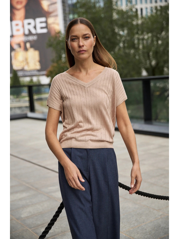 Moodo Pulover s kratkimi rokavi bež Moodo