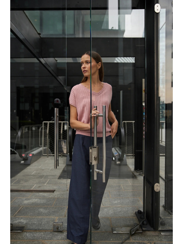 Moodo Rožnat pulover s kratkimi rokavi Moodo