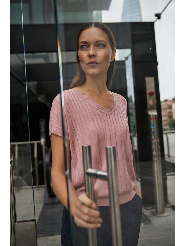 Moodo Rožnat pulover s kratkimi rokavi Moodo