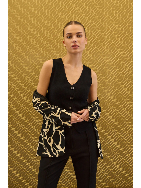 Moodo Pletena črna telovnik Moodo