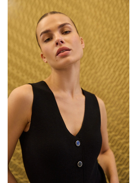 Moodo Pletena črna telovnik Moodo