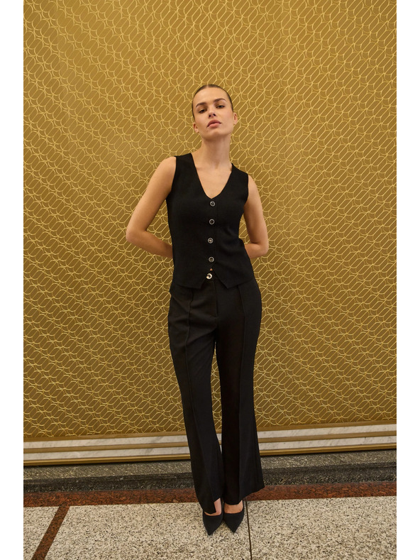 Moodo Pletena črna telovnik Moodo