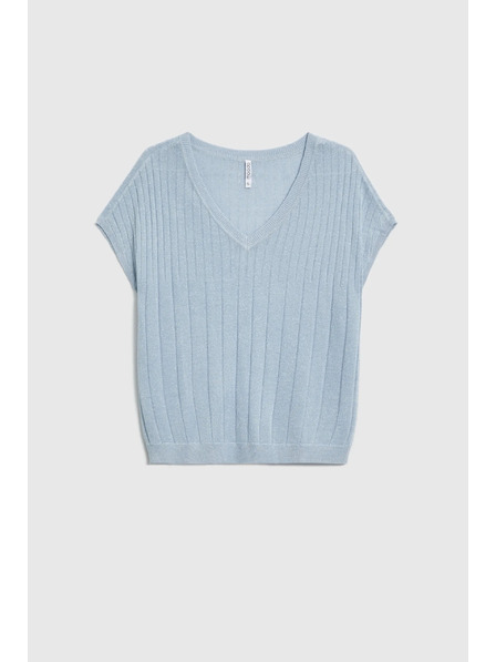 Moodo Svetlo moder pulover s kratkimi rokavi Moodo