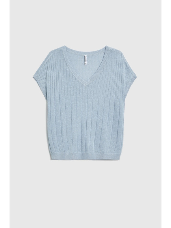 Moodo Svetlo moder pulover s kratkimi rokavi Moodo