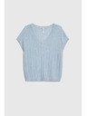 Moodo Svetlo moder pulover s kratkimi rokavi Moodo