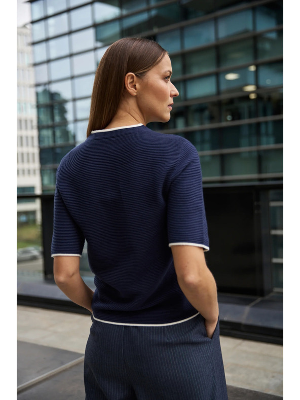 Moodo Temno moder pulover s kratkimi rokavi Moodo