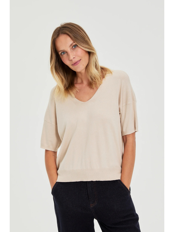 Moodo Pulover s kratkimi rokavi bež Moodo