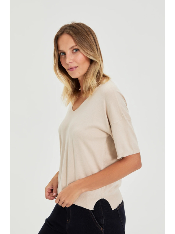 Moodo Pulover s kratkimi rokavi bež Moodo