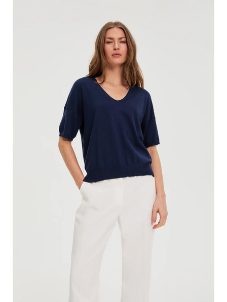 Moodo Temno moder pulover s kratkimi rokavi Moodo