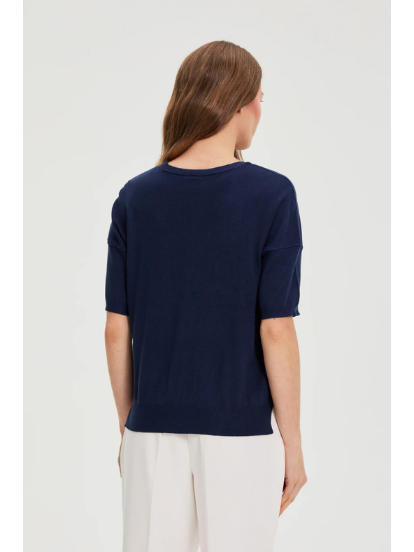 Moodo Temno moder pulover s kratkimi rokavi Moodo