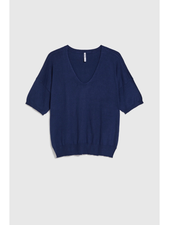 Moodo Temno moder pulover s kratkimi rokavi Moodo