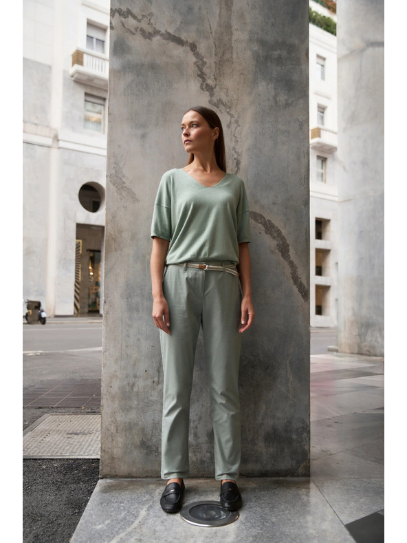 Moodo Oljčno zelen pulover s kratkimi rokavi Moodo