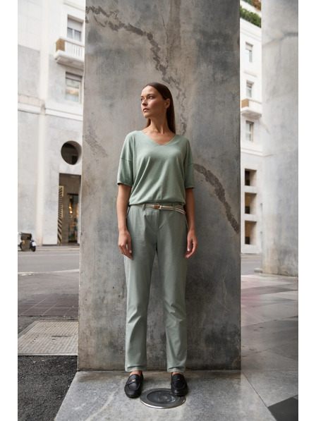 Moodo Oljčno zelen pulover s kratkimi rokavi Moodo