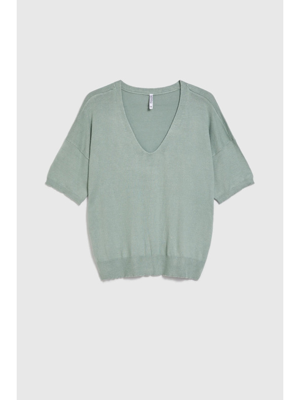 Moodo Oljčno zelen pulover s kratkimi rokavi Moodo