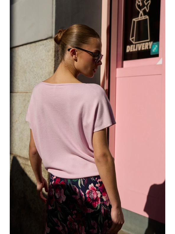 Moodo Tanek rožnat pulover Moodo