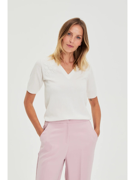 Moodo Bel pulover s kratkimi rokavi in V-izrezom Moodo