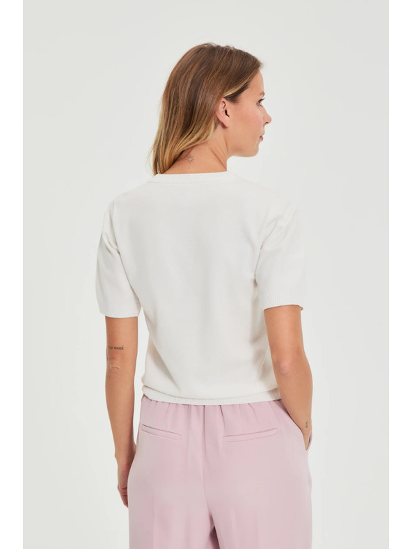 Moodo Bel pulover s kratkimi rokavi in V-izrezom Moodo