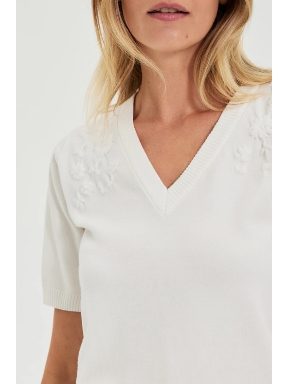 Moodo Bel pulover s kratkimi rokavi in V-izrezom Moodo