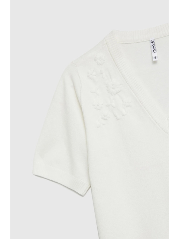 Moodo Bel pulover s kratkimi rokavi in V-izrezom Moodo