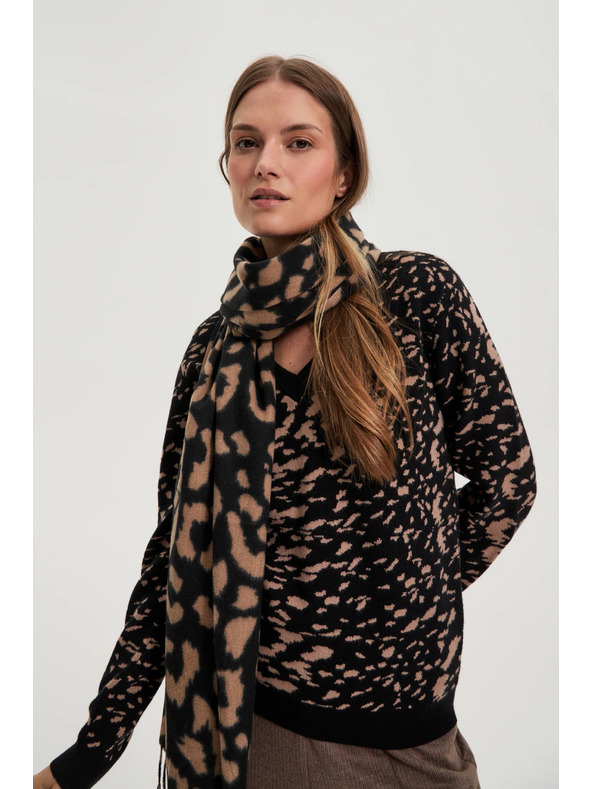 Moodo Rjav šal z leopardjim vzorcem Moodo