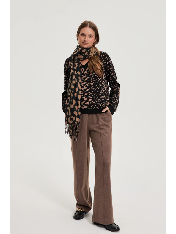 Moodo Rjav šal z leopardjim vzorcem Moodo